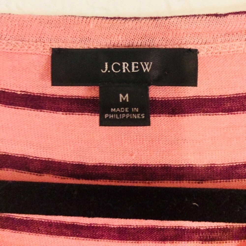 J. Crew Striped Linen Henley Tee size Medium - Picture 4 of 7